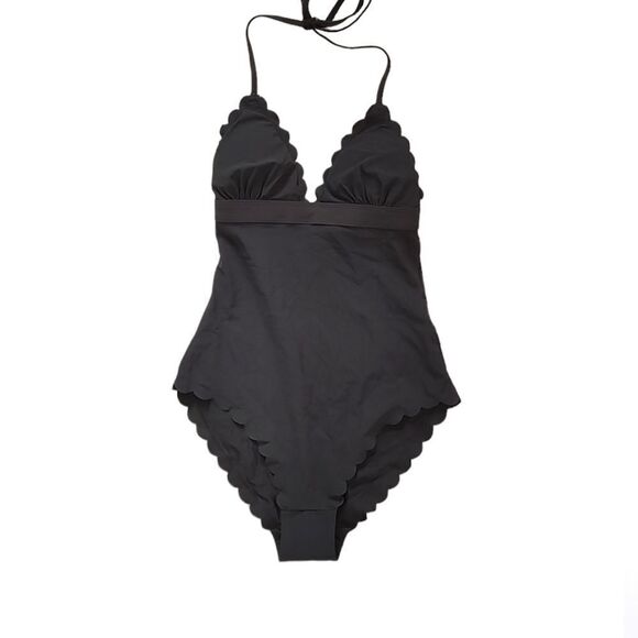 H&M One Piece Black Scallop Swimsuit Size 2 - Picture 2 of 6